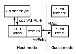 VM_RUN ioctl による仮想 CPU の実行イメージ
